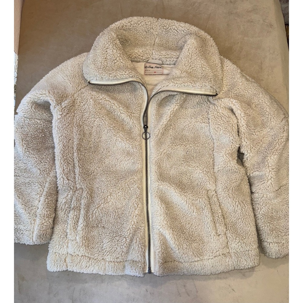 Free People We The Free Raya Cozy Jacket Womens Ivory Fleece Teddy Fur Size XS